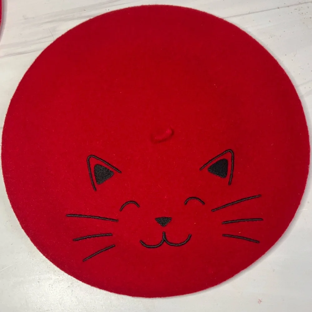 Maison‎ Laulhere Authentic French Beret Choupette Wool Cat Embroidery
